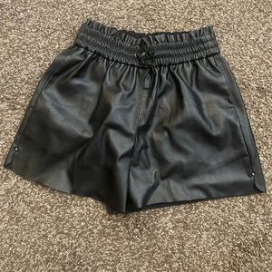 Leather paper bag shorts